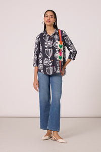 Sofie Shirt - B/W Abstract Floral