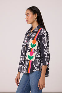 Sofie Shirt - B/W Abstract Floral