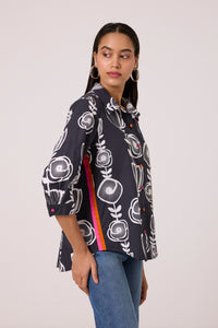 Sofie Shirt - B/W Abstract Floral