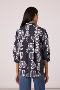 Sofie Shirt - B/W Abstract Floral