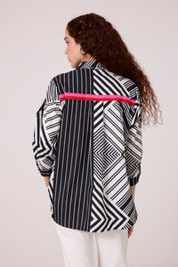 Addison Applique Shirt - Black & White Stripe