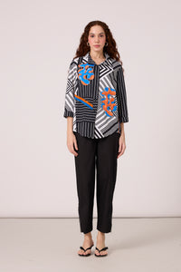 Addison Applique Shirt - Black & White Stripe