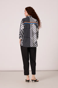 Addison Applique Shirt - Black & White Stripe