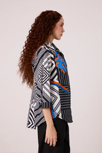 Addison Applique Shirt - Black & White Stripe