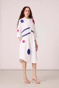 Zoe Applique Dress - Bright White