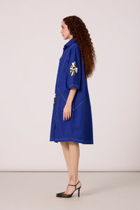 Leo Applique Dress - Cosmic Blue