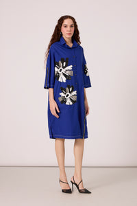 Leo Applique Dress - Cosmic Blue