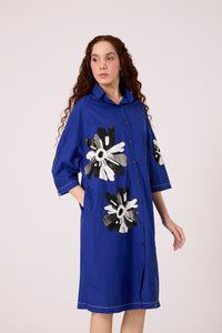 Leo Applique Dress - Cosmic Blue