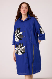 Leo Applique Dress - Cosmic Blue