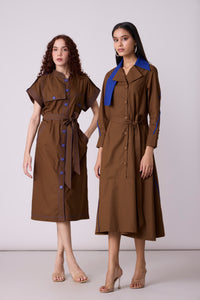 Treven  Dress - Olive Brown