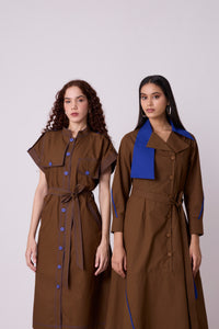 Treven  Dress - Olive Brown