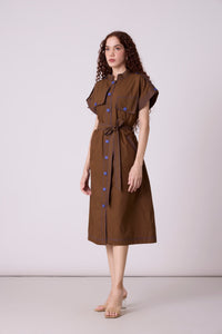 Treven  Dress - Olive Brown