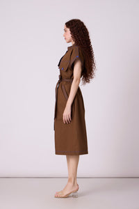 Treven  Dress - Olive Brown