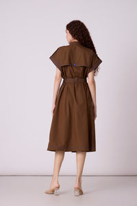 Treven  Dress - Olive Brown