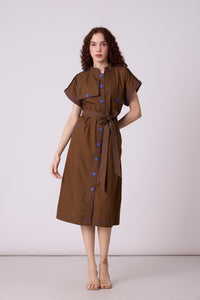 Treven  Dress - Olive Brown