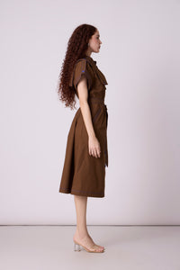 Treven  Dress - Olive Brown