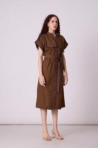 Treven  Dress - Olive Brown