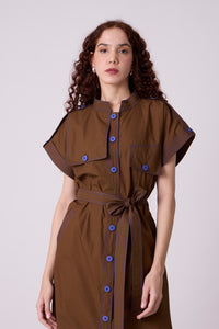 Treven  Dress - Olive Brown