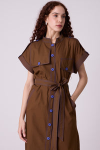 Treven  Dress - Olive Brown