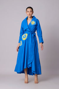 Zora applique Dress - Aster Blue