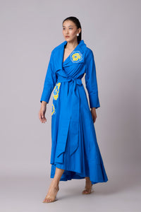 Zora applique Dress - Aster Blue