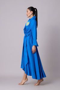 Zora applique Dress - Aster Blue