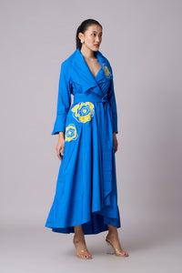 Zora applique Dress - Aster Blue