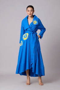 Zora applique Dress - Aster Blue